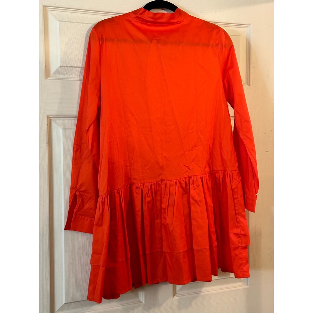 NWT | Harshman Laverne Ruffle Tiered Button Up Long Sleeve Knee Length Dress L - Picture 3 of 5